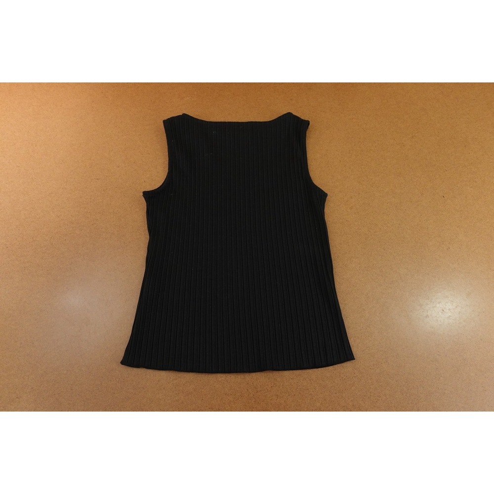 Madewell Womens X-Small True Black Knit Ribbed Wide Strap Boatneck Tank Top NWOT - Picture 5 of 10